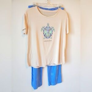 Turtle Life is Good Sleepwear Pajama Pant Set M Mosaic Flowe Mandala